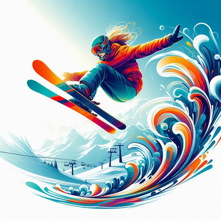 Winter sport illustration with snowboarder in jump. Clip-artのイラスト素材
