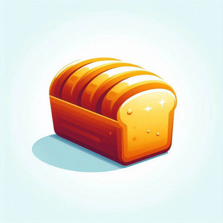 Illustration of a loaf of bread on a light blue background.のイラスト素材