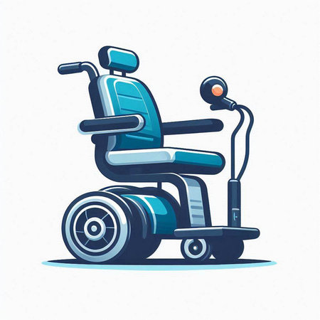 Handicapped blue wheelchair vector illustration. Wheelchair for disabled people.のイラスト素材