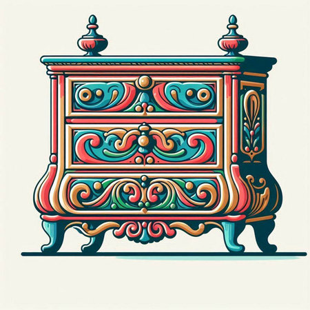 Vintage chest of drawers. Vector illustration in retro style.のイラスト素材