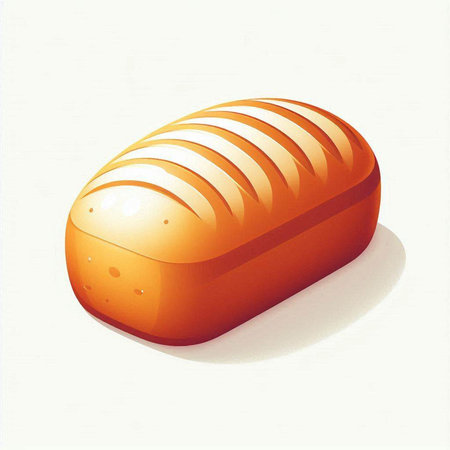 Illustration of a loaf of bread on a white background with shadowのイラスト素材