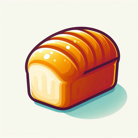 Illustration of a loaf of bread in cartoon style on a white backgroundのイラスト素材