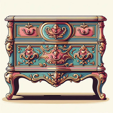 Vintage baroque furniture. Vector illustration. Retro style.のイラスト素材