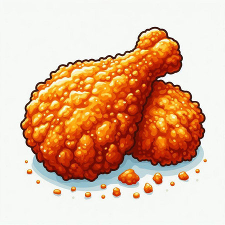 Fried chicken leg on white background. Vector illustration of fried chicken leg.のイラスト素材