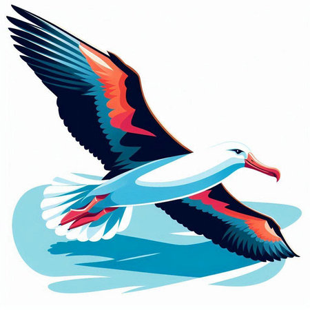 Flying seagull. Vector illustration of a flying seagull.のイラスト素材