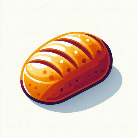 Illustration of a loaf of bread isolated on a white background.のイラスト素材