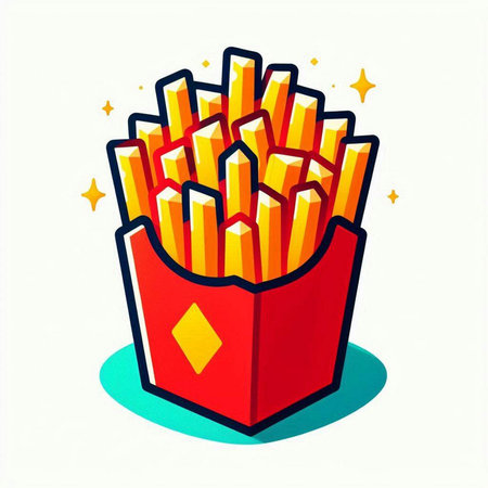 French fries in a box on a white background. Vector illustration.のイラスト素材