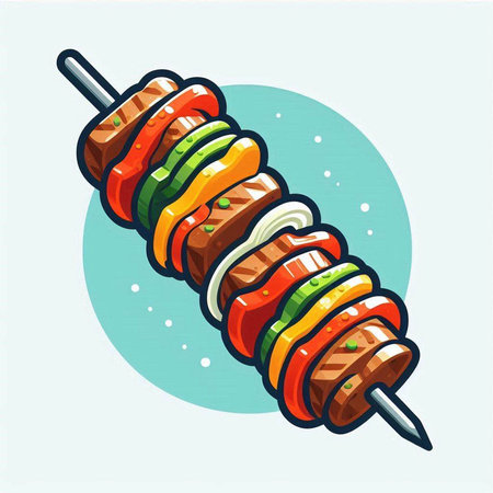 Skewers on a skewer. Vector illustration in cartoon style.のイラスト素材