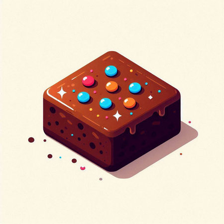 Illustration of a Chocolate Brownie with Colorful Sprinklesのイラスト素材