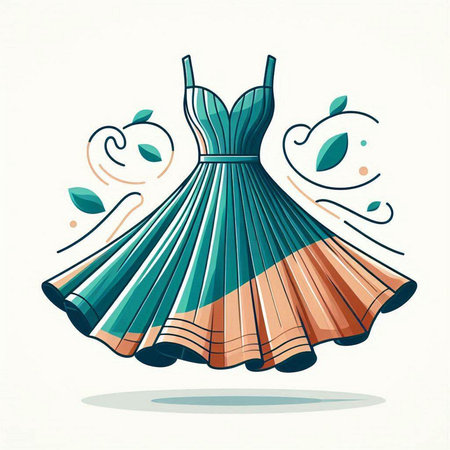 Fashion illustration of a beautiful woman's dress. Vector illustration.のイラスト素材