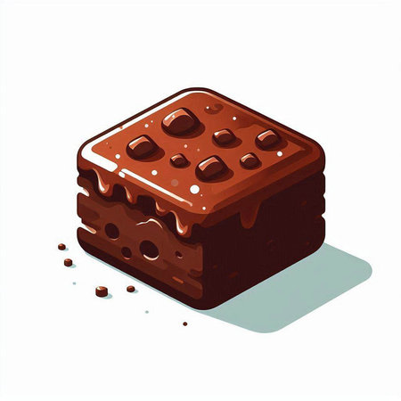 Chocolate cake isolated on white background. Vector isometric illustration.のイラスト素材