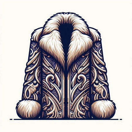 Vector illustration of a fur coat with ornament on a white background.のイラスト素材