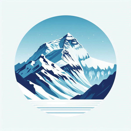 mountains and snow in the form of a circle, vector illustrationのイラスト素材