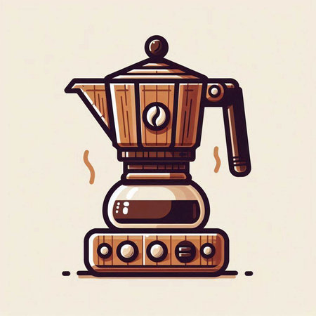 Coffee maker. Vector illustration of a coffee maker in retro style.のイラスト素材