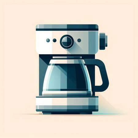 Coffee maker, vector illustration. Flat design style with long shadow.のイラスト素材