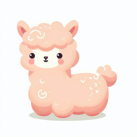 Cute cartoon alpaca isolated on white background. Vector illustration.のイラスト素材