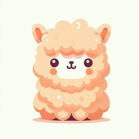 Cute cartoon alpaca. Vector illustration in flat style.のイラスト素材