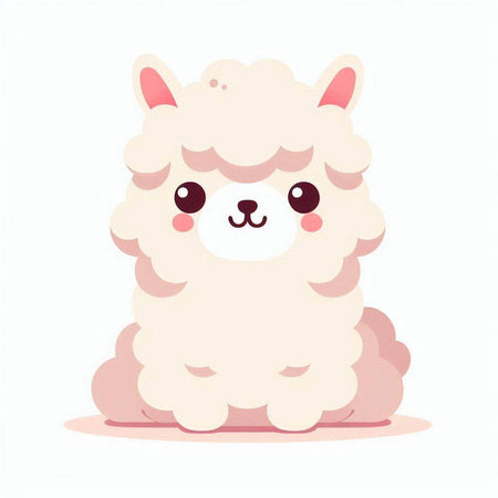 Cute cartoon alpaca. Vector illustration isolated on white background.のイラスト素材