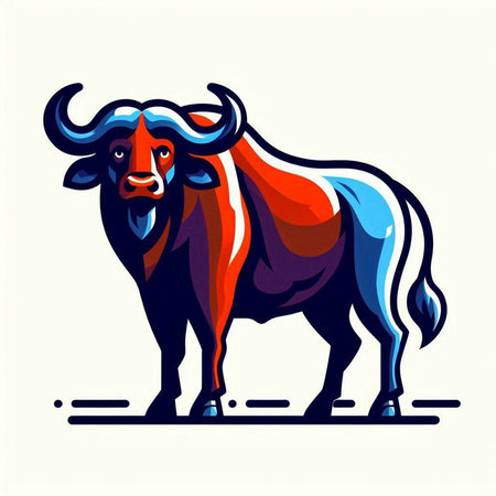 Bull mascot. Vector illustration of bull with horns on white background.のイラスト素材