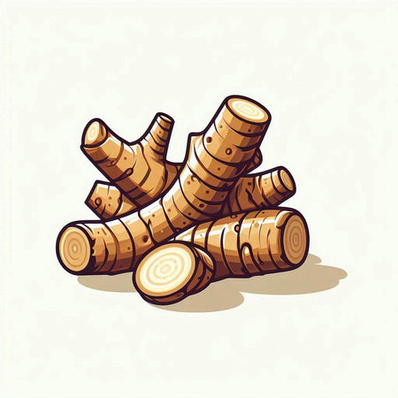 Ginger root isolated on white background. Hand drawn vector illustration.のイラスト素材