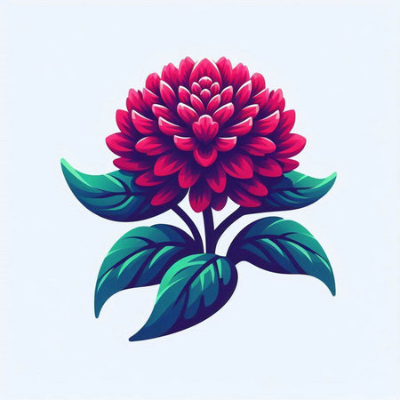 Illustration of a red dahlia flower on a white backgroundのイラスト素材