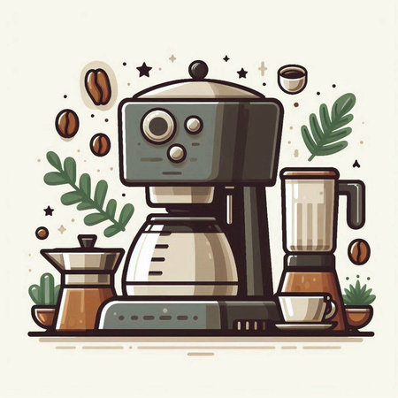 Coffee maker. Vector illustration in flat style. Coffee maker.のイラスト素材