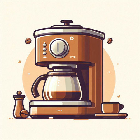 Coffee maker. Vector illustration in cartoon style. Coffee maker.のイラスト素材