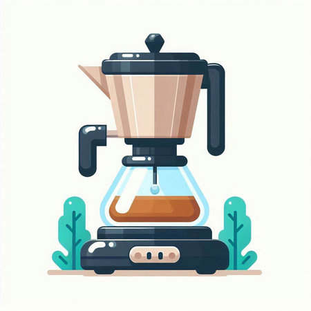 Coffee maker. Vector illustration in flat style on white background.のイラスト素材