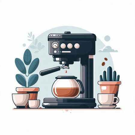 Coffee machine in flat style. Vector illustration for your designのイラスト素材