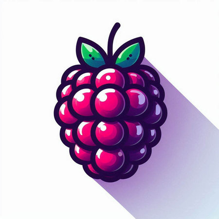 Raspberry icon, vector illustration. Flat design style with long shadowのイラスト素材