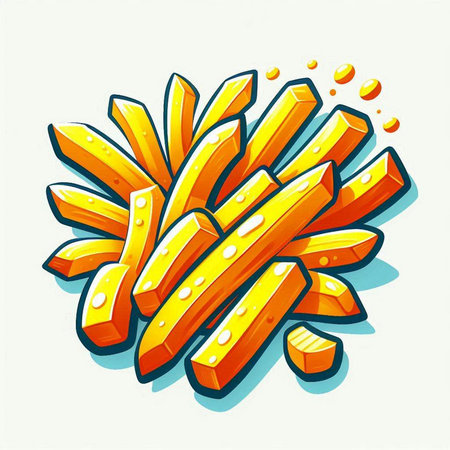 Fried potatoes on a white background. Vector illustration in cartoon style.のイラスト素材