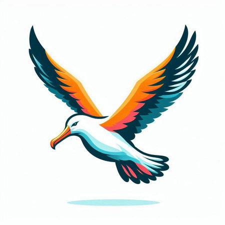 Flying seagull isolated on a white background. Vector illustration.のイラスト素材