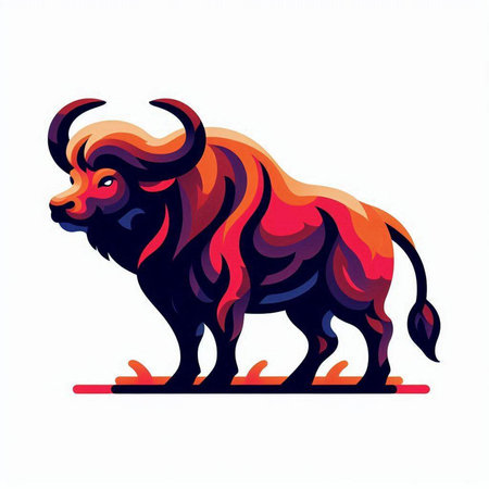 Bison on a white background. Vector illustration of a bull.のイラスト素材