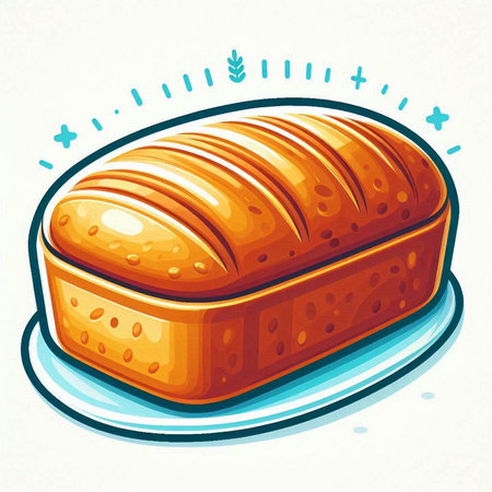 Illustration of a loaf of bread on a plate. Vector illustrationのイラスト素材