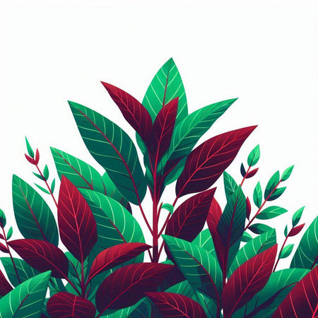Beautiful vector background with green and red leaves. Vector illustration.のイラスト素材