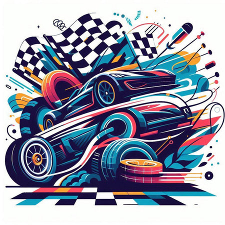 Racing car vector illustration, racing sport car, eps10のイラスト素材