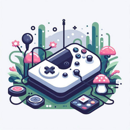 Gamepad isometric concept. Vector illustration in flat cartoon style.のイラスト素材