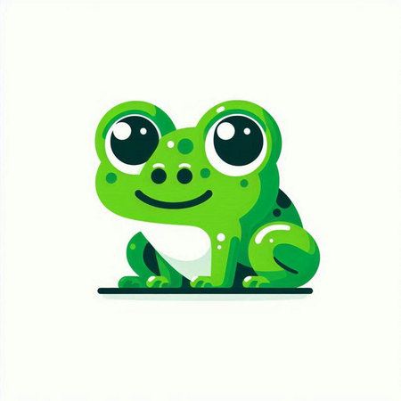 Cute cartoon frog isolated on a white background. Vector illustration.のイラスト素材