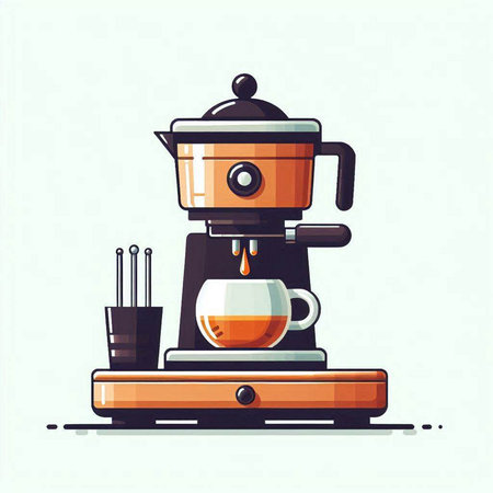 Coffee maker and a cup of coffee. Vector illustration.のイラスト素材