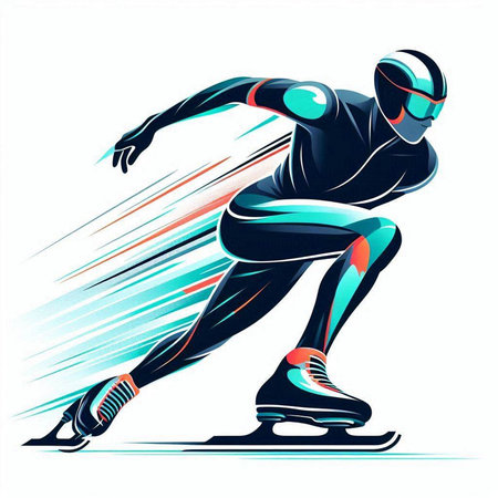 Speed Skating, extreme sport vector illustration. Sport ice skater.のイラスト素材