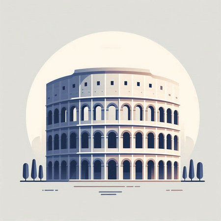 Colosseum in Rome, Italy. Vintage vector illustration.のイラスト素材