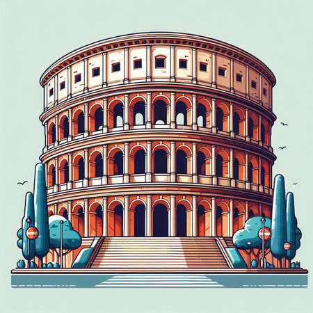 Colosseum in Rome, Italy. Colosseum is one of the symbols of Rome.のイラスト素材