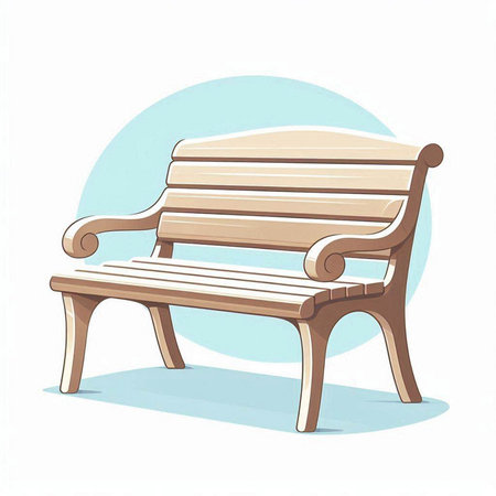 Wooden bench on a white background. Vector illustration in cartoon style.のイラスト素材