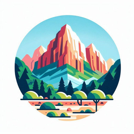 Mountain landscape. Colorful vector illustration for your graphic design.のイラスト素材