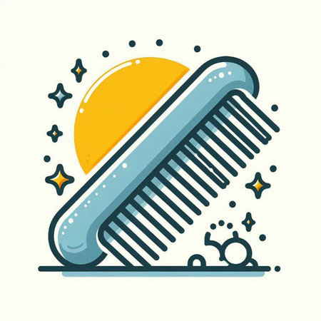 Vector illustration of a combs with sun and stars on a white background.のイラスト素材