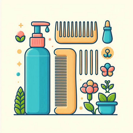 Vector illustration of a set of cosmetics and care products in flat style.のイラスト素材