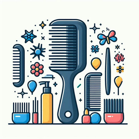 Vector illustration of beauty salon, hairdresser tools and accessories.のイラスト素材