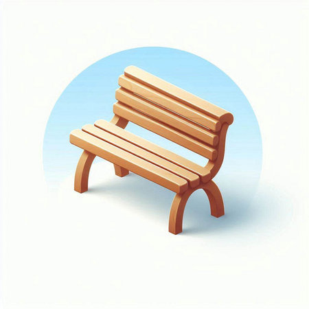 Wooden bench on a white background. Isometric view. Vector illustration.のイラスト素材