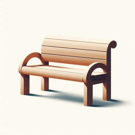 Wooden bench on a light background. 3D illustration. 3D rendering.のイラスト素材