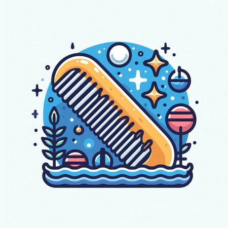 Hair salon and barber shop vector line icon. Hairdresser salon and barber shop illustration.のイラスト素材